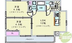 T・S旭丘 2LDKの間取図画像