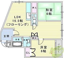 第20千里ハイツ 2LDKの間取図画像