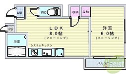 キャロル豊中本町2 1LDKの間取図画像