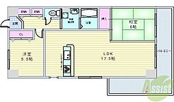 エクロール北久 2LDKの間取図画像