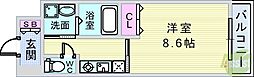 アジュール豊中本町 1Kの間取図画像