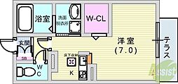 ビバス豊中 ワンルームの間取図画像