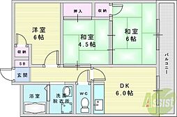マンション楠 3DKの間取図画像
