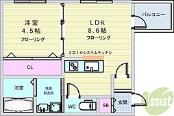 マノワール豊中玉井町 1LDKの間取図画像