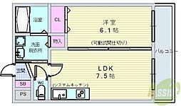 ラ・セーヌ北町 1LDKの間取図画像