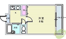 シティーハイツ壱番館 1Kの間取図画像