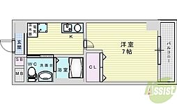 CASSIA豊中三国 1Kの間取図画像
