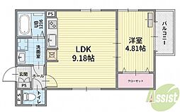 ソフィアウエスト 1LDKの間取図画像