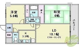 グランフォルク豊中 2LDKの間取図画像