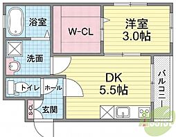 アヴィータ豊島北 1DKの間取図画像