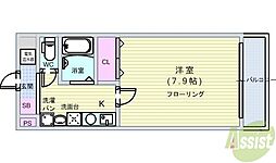フローラルハイツ服部 1Kの間取図画像