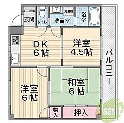 マナスハイツ 3DKの間取図画像