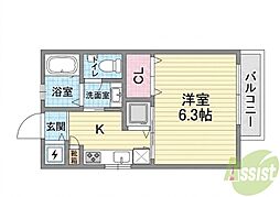 ローゼンハイム 1Kの間取図画像