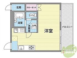 ユニバーサルコート柴原 ワンルームの間取図画像
