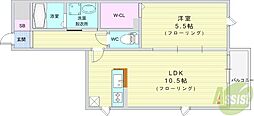 ブランミュール 1LDKの間取図画像