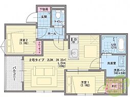 レガリスト神崎川II 2LDKの間取図画像