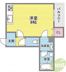 サンハイム2 ワンルームの間取図画像