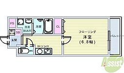 インペリアル豊中服部 1Kの間取図画像