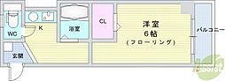 クレストウッド 1Kの間取図画像