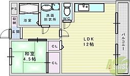 グレイスガーデン豊中 1LDKの間取図画像