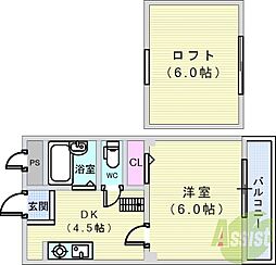 ガーデンツリー岡町 1DKの間取図画像
