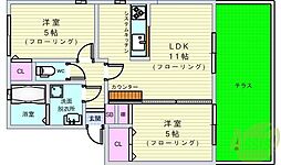 シャトー東豊中 2LDKの間取図画像