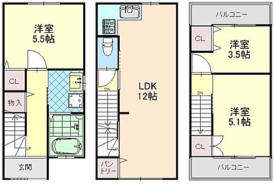 外観：建物プラン例　建物価格1700万円、建物面積62.64平米
