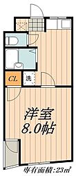 ヴィラ萩山 1Kの間取図画像