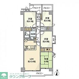 御影パークハイツ一番館 5階4LDKの間取り