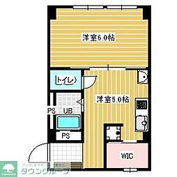 スタービル 6階1DKの間取り