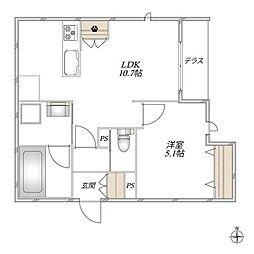 al sole 1LDKの間取図画像