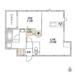 al sole 1LDKの間取図画像