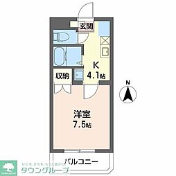 グランドステータスフリーダム 1Kの間取図画像