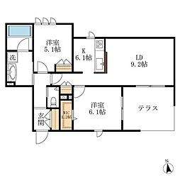 bambou deux 2LDKの間取図画像
