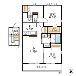 bambou deux 2LDKの間取図画像
