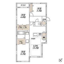 マンション大日 3LDKの間取図画像