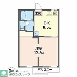 タウニーK 1DKの間取図画像