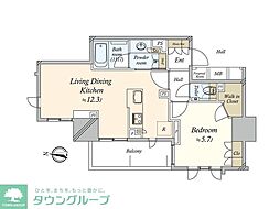 プラウドタワー栄 1LDKの間取図画像