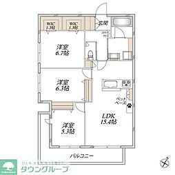 パレ新瑞 3LDKの間取図画像