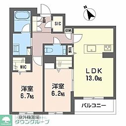 Shamaison hills 白壁 2LDKの間取図画像