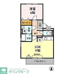 ゾーン亀城B 1LDKの間取図画像