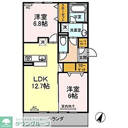 サニープレイス十一屋G 2LDKの間取図画像