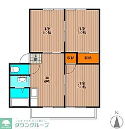 パレス名豊A 3DKの間取図画像