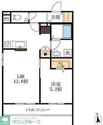 LA PACE 川名 1LDKの間取図画像