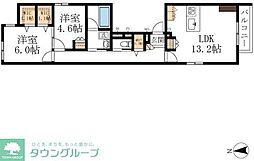 CasaMimosa 2LDKの間取図画像