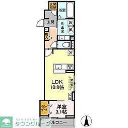 ルヴィータ剣町 1LDKの間取図画像