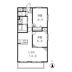 ジュノスマノ 2LDKの間取図画像