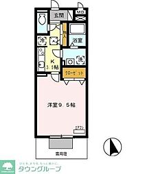 マメゾン菊住W 1Kの間取図画像