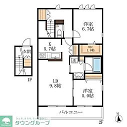 bambou deux 2LDKの間取図画像