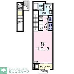 ベルタレジーナ2 1Kの間取図画像